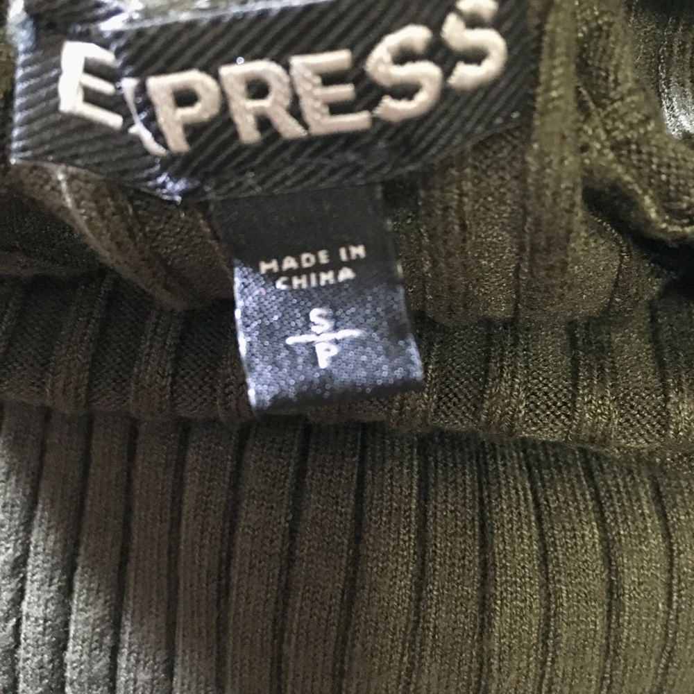 Express Olive Ribbed Knit Top - Picture 2 of 2